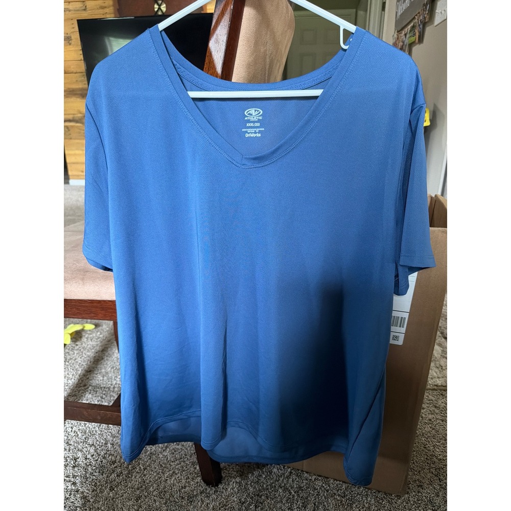 Athletic Works DriWorks Blue V-Neck Short Sleeve Active Tee Shirt XXXL 22